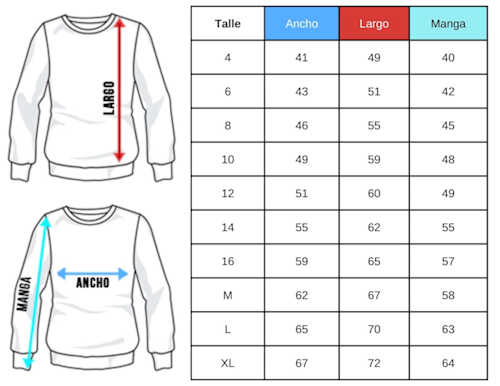 guía de tallas buzos